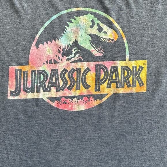 Jurassic World Womens XL Colorful Tie Dye Logo Graphic Tee Artsy Iconic Classic - Picture 3 of 9